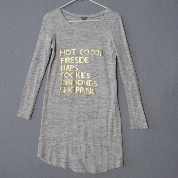 Aerie Waffle Knit Thermal‎ Sleep Shirt HOT COCOA FIRESIDE NAPS - Picture 1 of 10